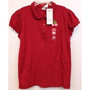 2006 Gymboree Cherry Pie Shirt sz 7 NWT Polo Red Ruffled Sleeves Embroidered